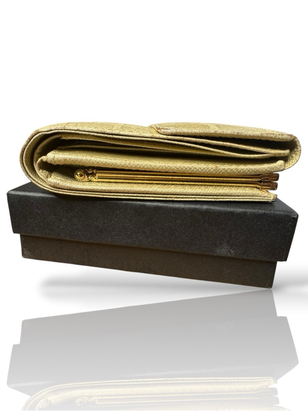 Burberry Silver Embossed Check Fold-Over Wallet - Picture 4 of 11